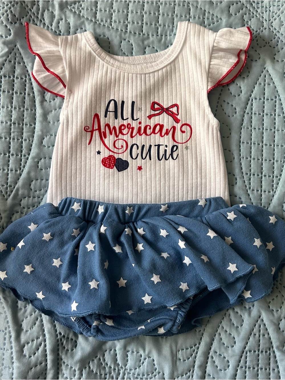 Baby Essentials White, Red & Blue 'All American Cutie' Star Skirt Dress